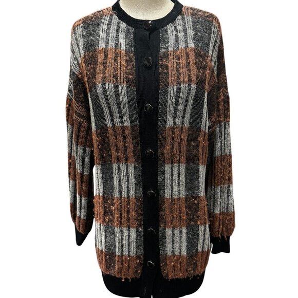 Vintage 1970s Maisey St. John for Neiman Marcus Grandpa Cardigan – Rust & Black - Picture 1 of 4